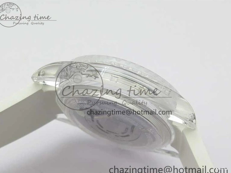 MiroTime 0129 Durable Submariner Phantomlab Transparent KZF Best Edition Blue Moon Dial on White Rubber Strap VR 2564